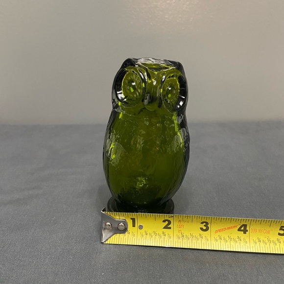 VTG Pilgrim Art Glass Forest Green Owl Hand/Mold Blown Glass Paperweight Retro - Picture 16 of 17